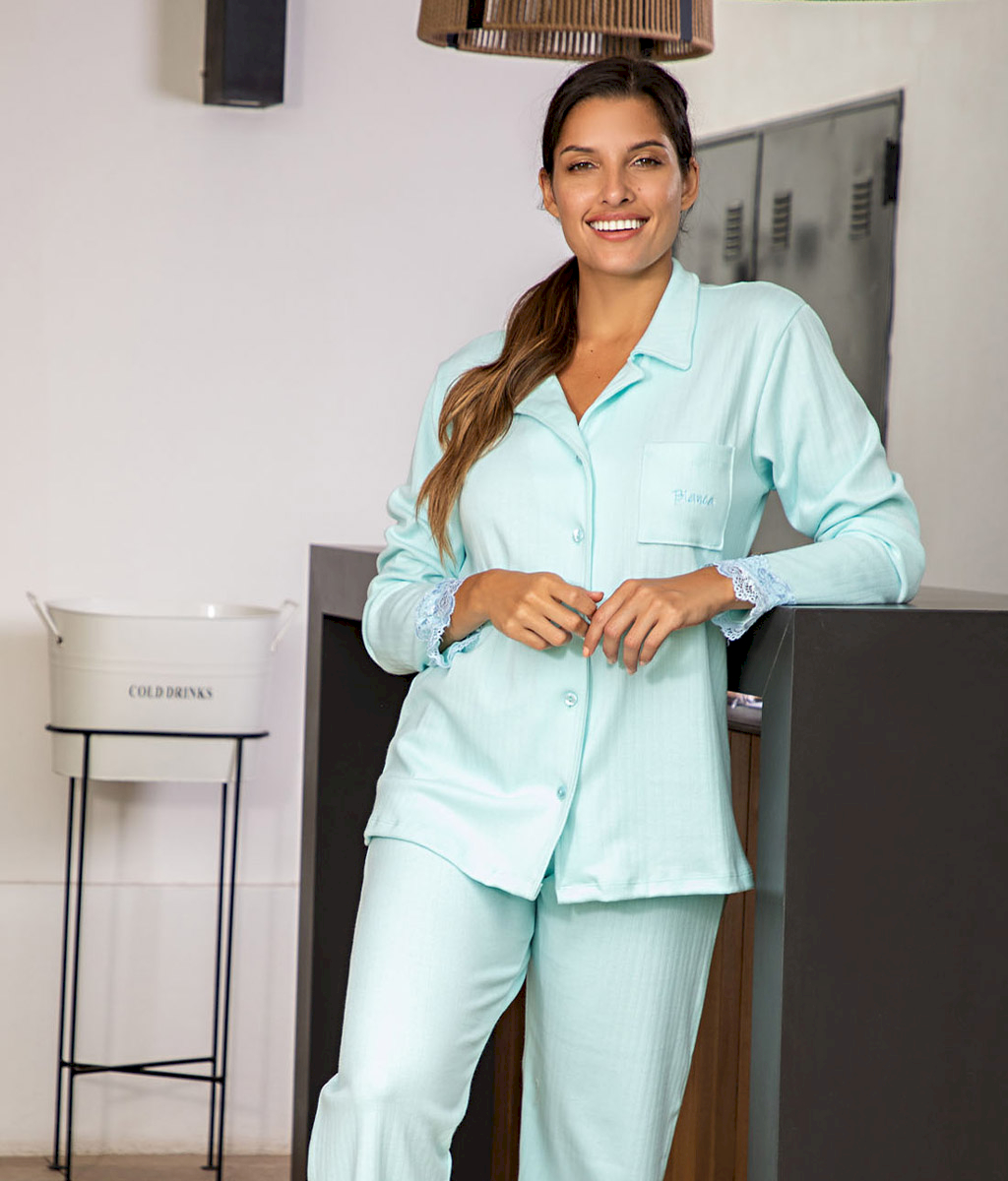 Pijama Interlock MARINA Plus Size Aw - Bianca Secreta