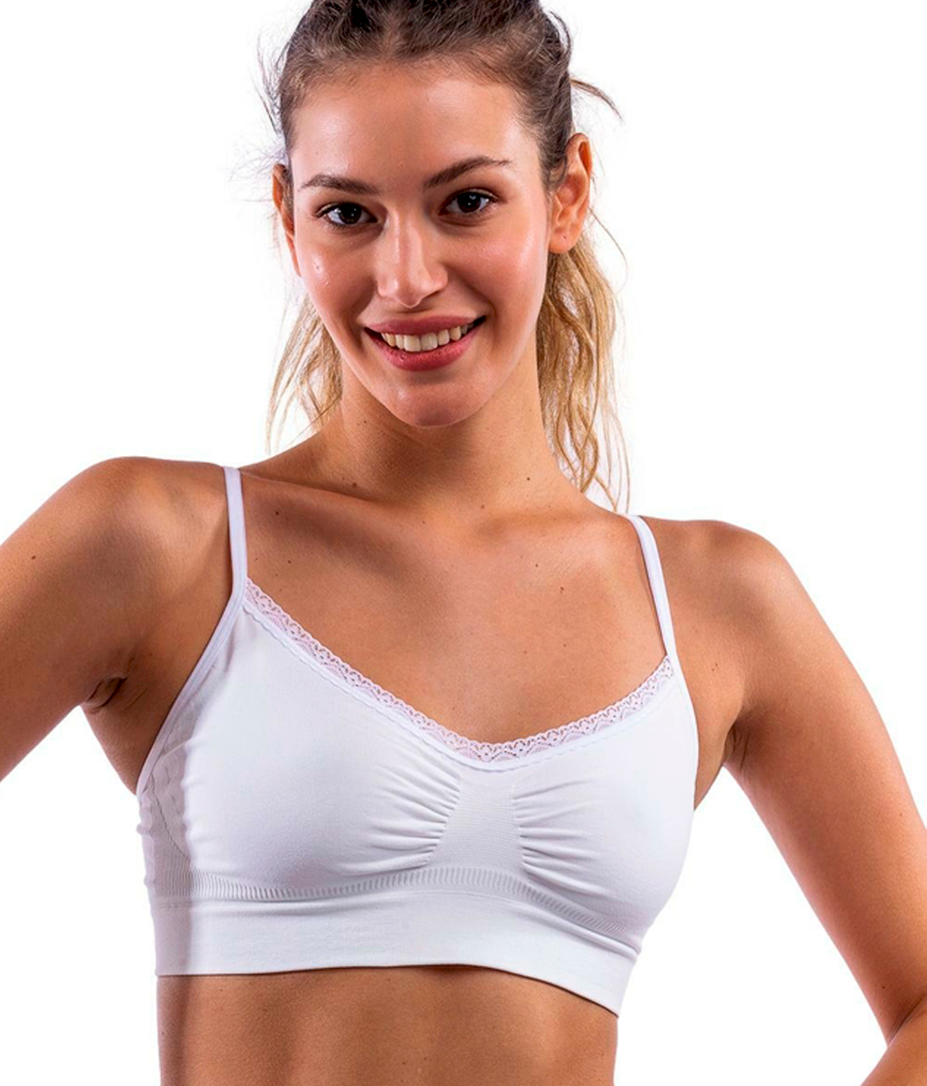 Corpiño seamless con puntilla - Mora
