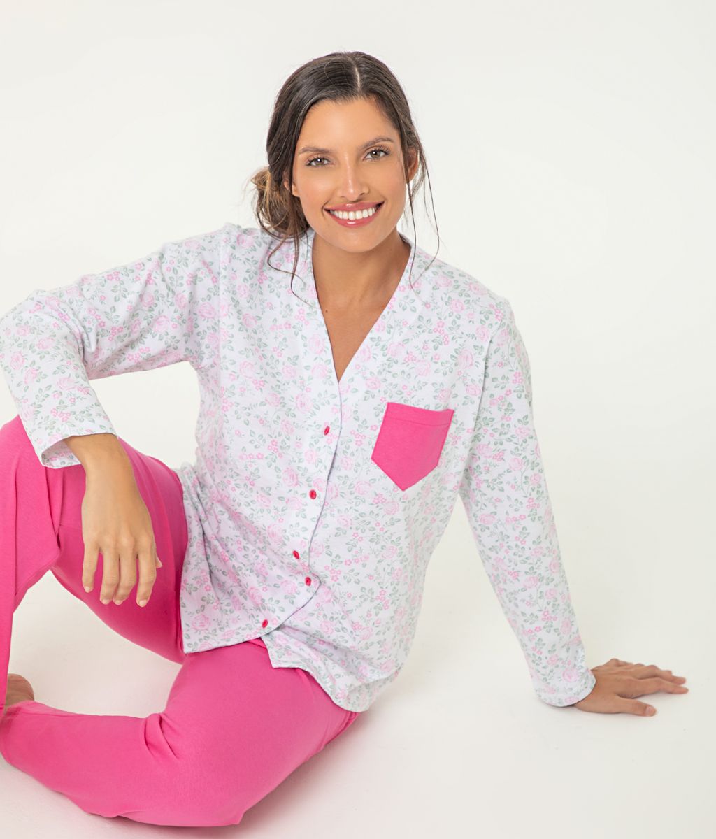 Pijama abotonado FLOW FW Plus size - Florcitas