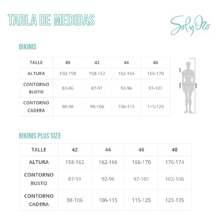 Bikini ODDA Plus size Tabla de medidas