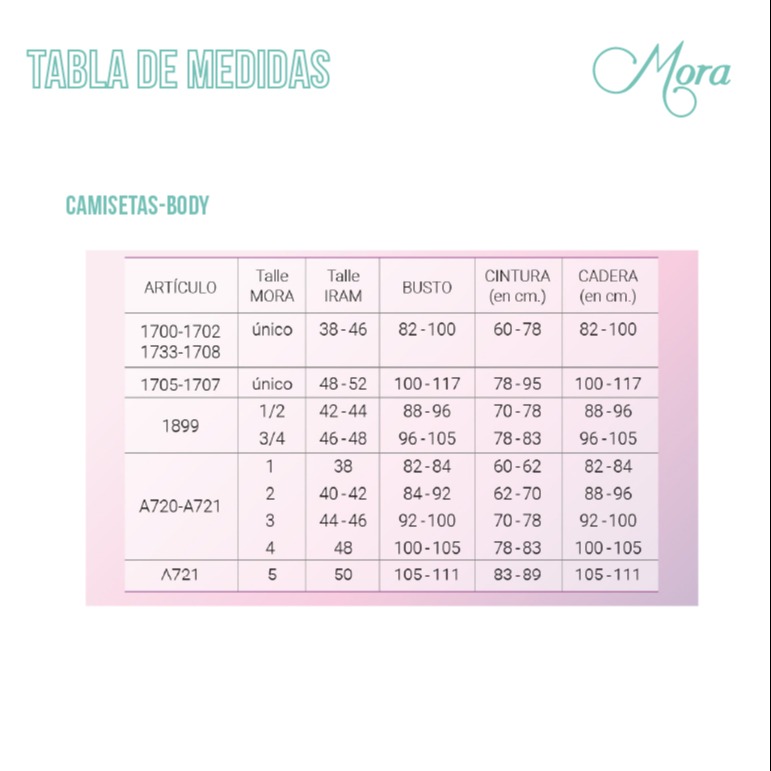 Body Manga Larga BASIC Tabla de medidas
